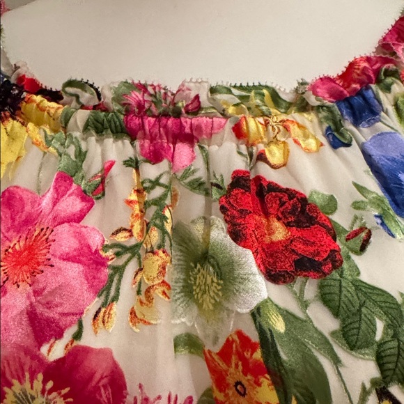 NWOT ALICE + OLIVIA ALTA FLORAL PRINT SILK BLEND BLOUSE ON/OFF SHOULDER SZ LARGE - Picture 5 of 15